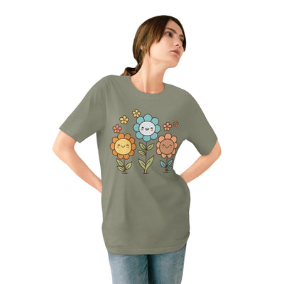 Cute Floral Smiley Organic - Eco Friendly T-Shirt