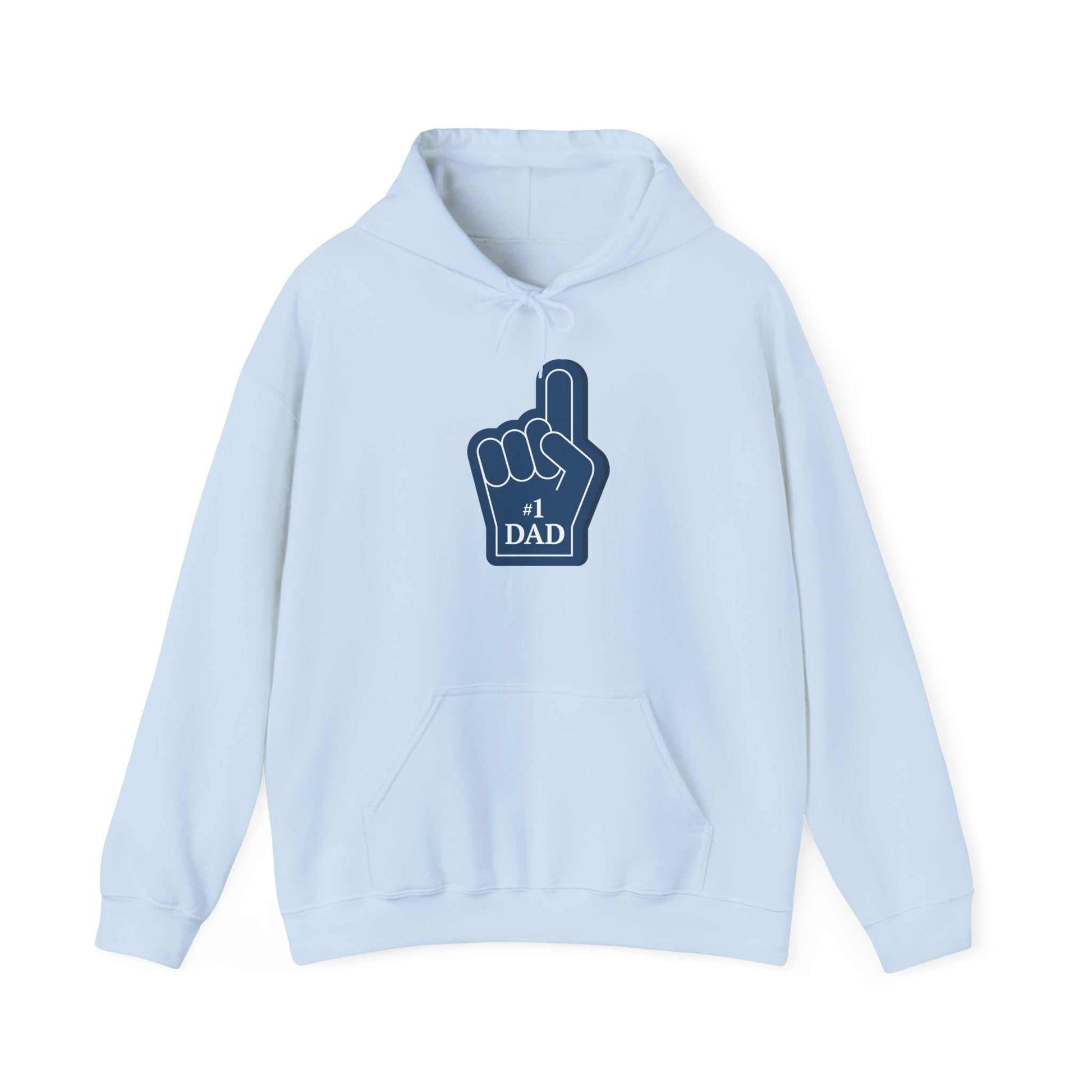 Super Dad Hoodie with #1 Dad graphic, cozy Father's Day gift, heavy blend fabric, adjustable hood.