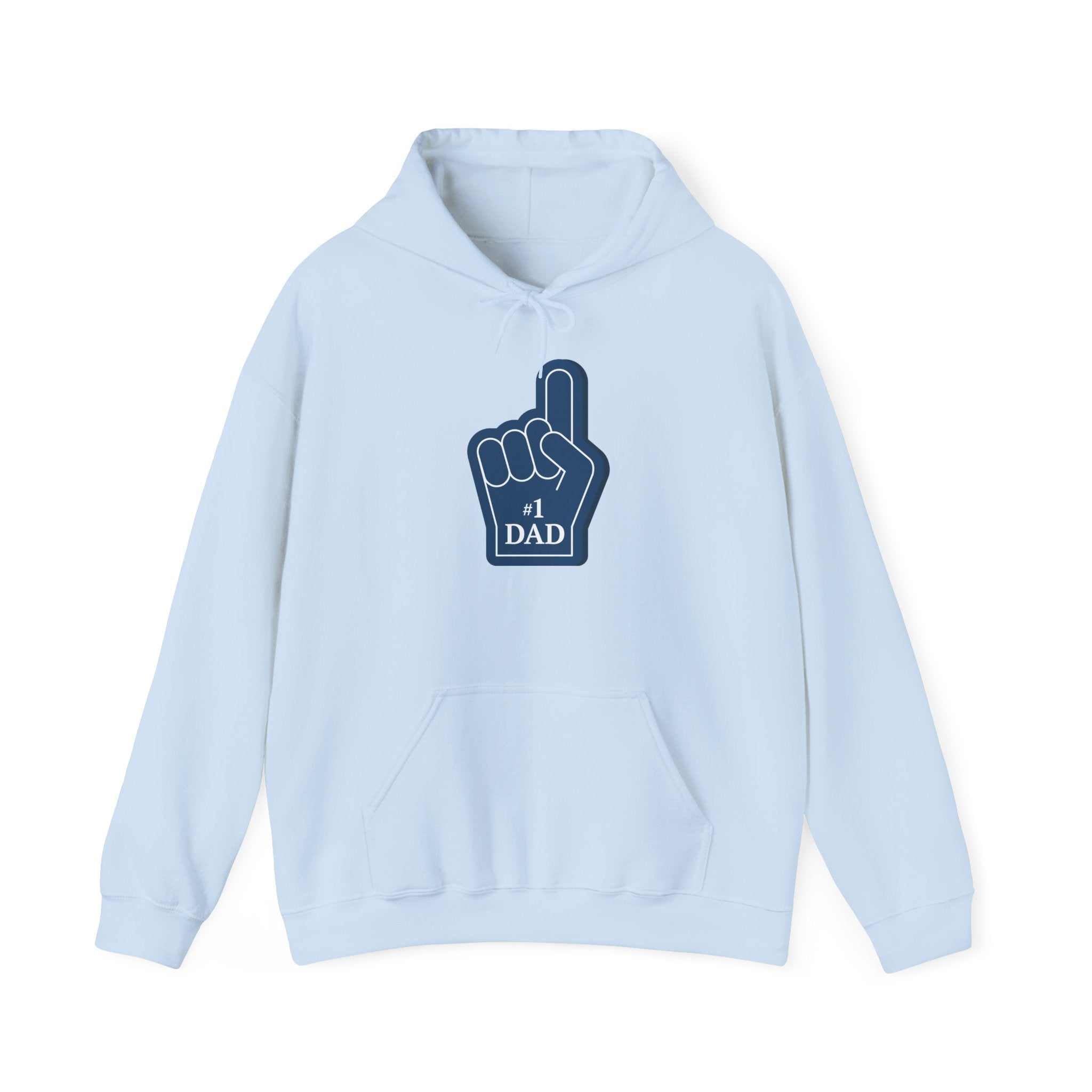 Super Dad Hoodie with #1 Dad graphic, cozy Father's Day gift, heavy blend fabric, adjustable hood.