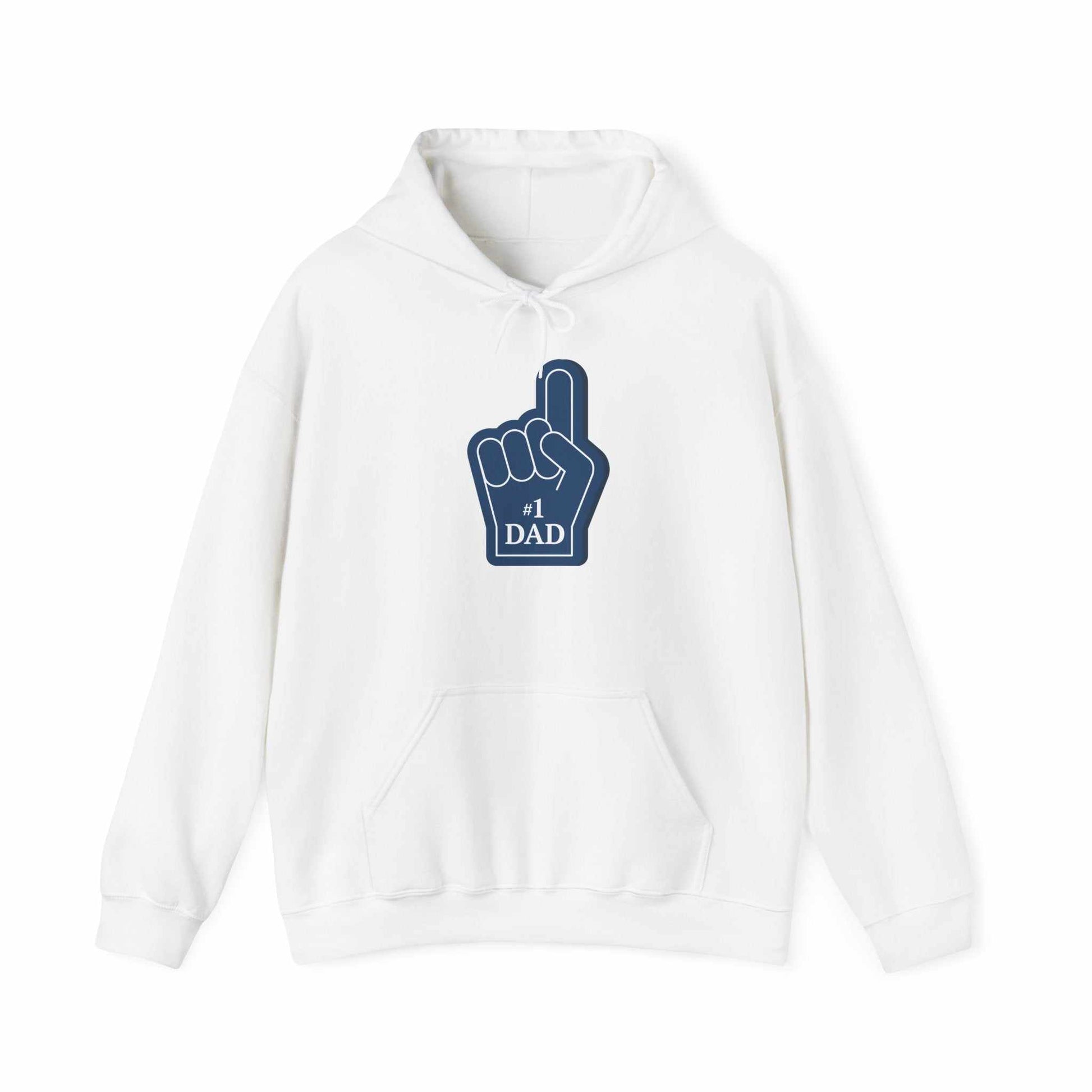Super Dad Hoodie with "#1 DAD" design, cozy heavy blend sweatshirt for Father's Day.