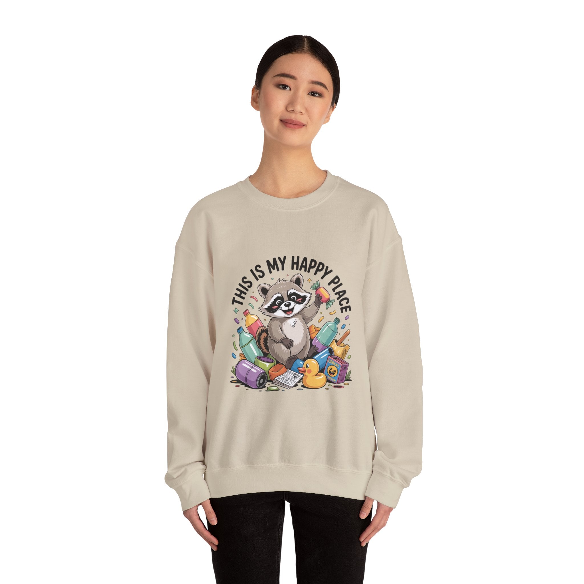 This Is My Happy Place Raccoon Sweatshirt | Trash Panda Christmas, Funny Rodent