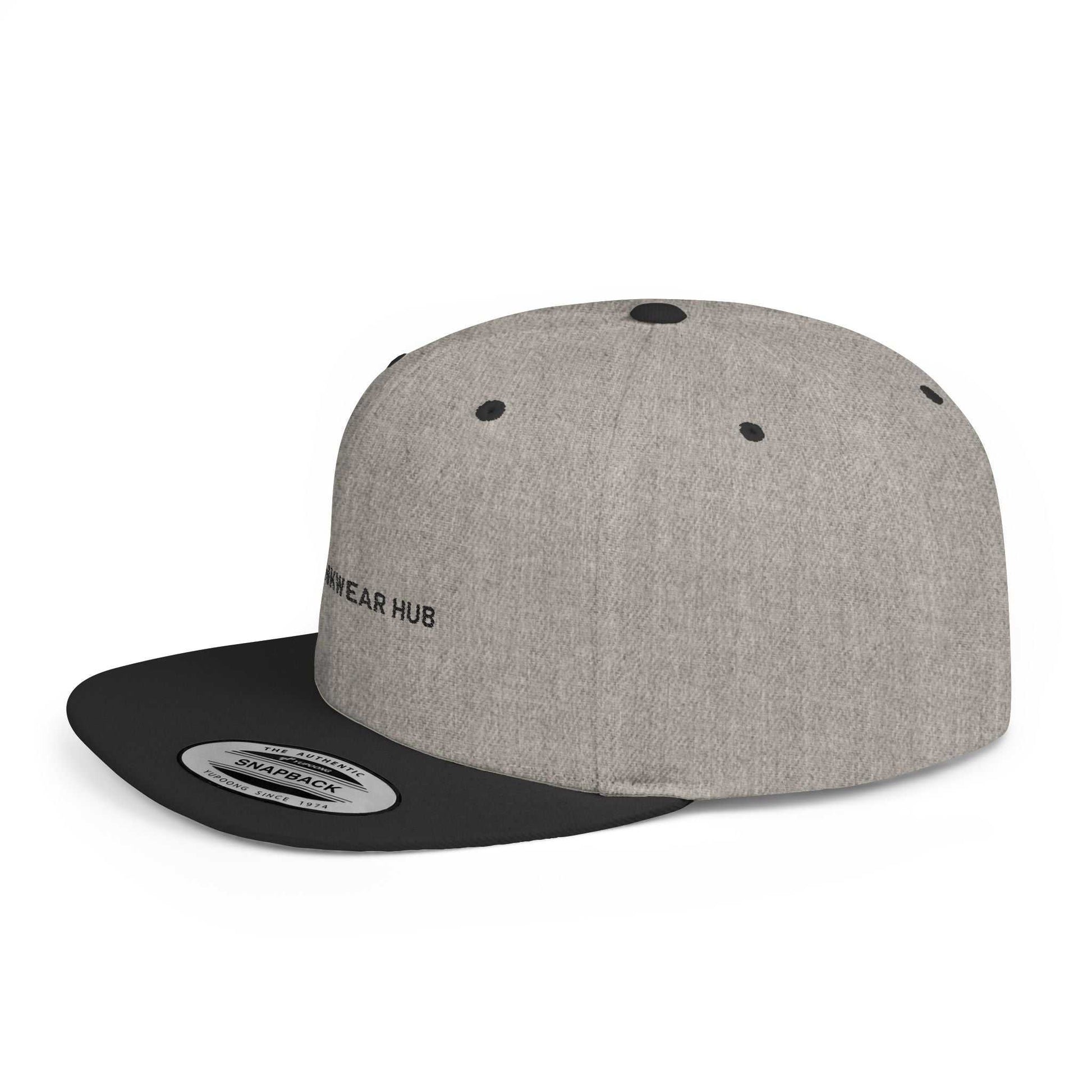 Stylish gray flat bill snapback cap with black visor for everyday wear by Ink Wear Hub.