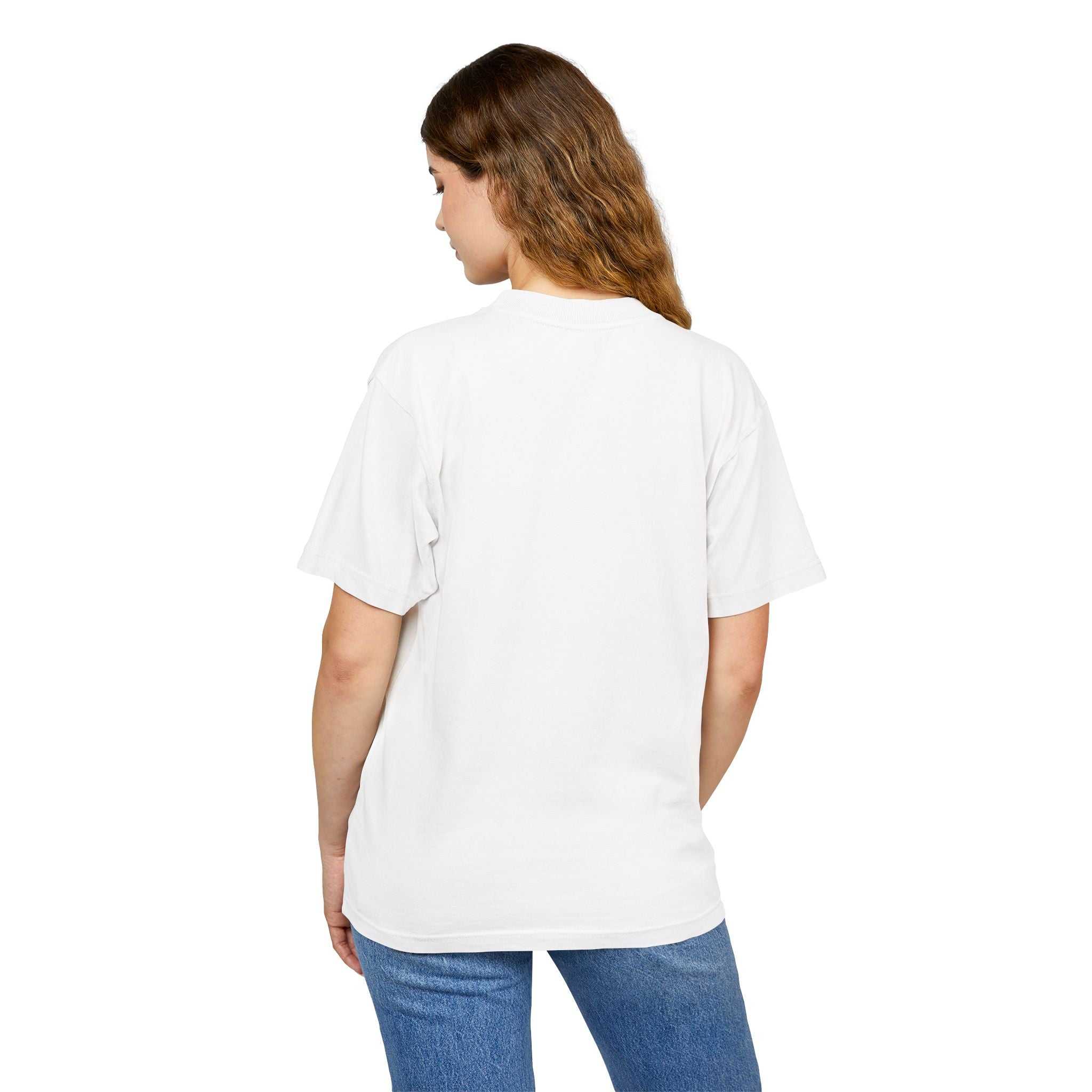Unisex white Urban Heavy Tee in jersey fabric, perfect for casual wear.