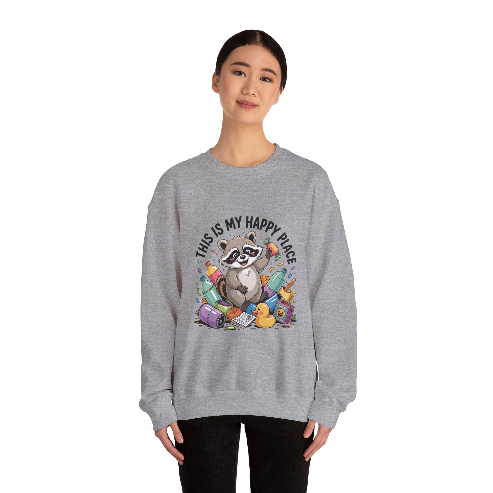 This Is My Happy Place Raccoon Sweatshirt | Trash Panda Christmas, Funny Rodent