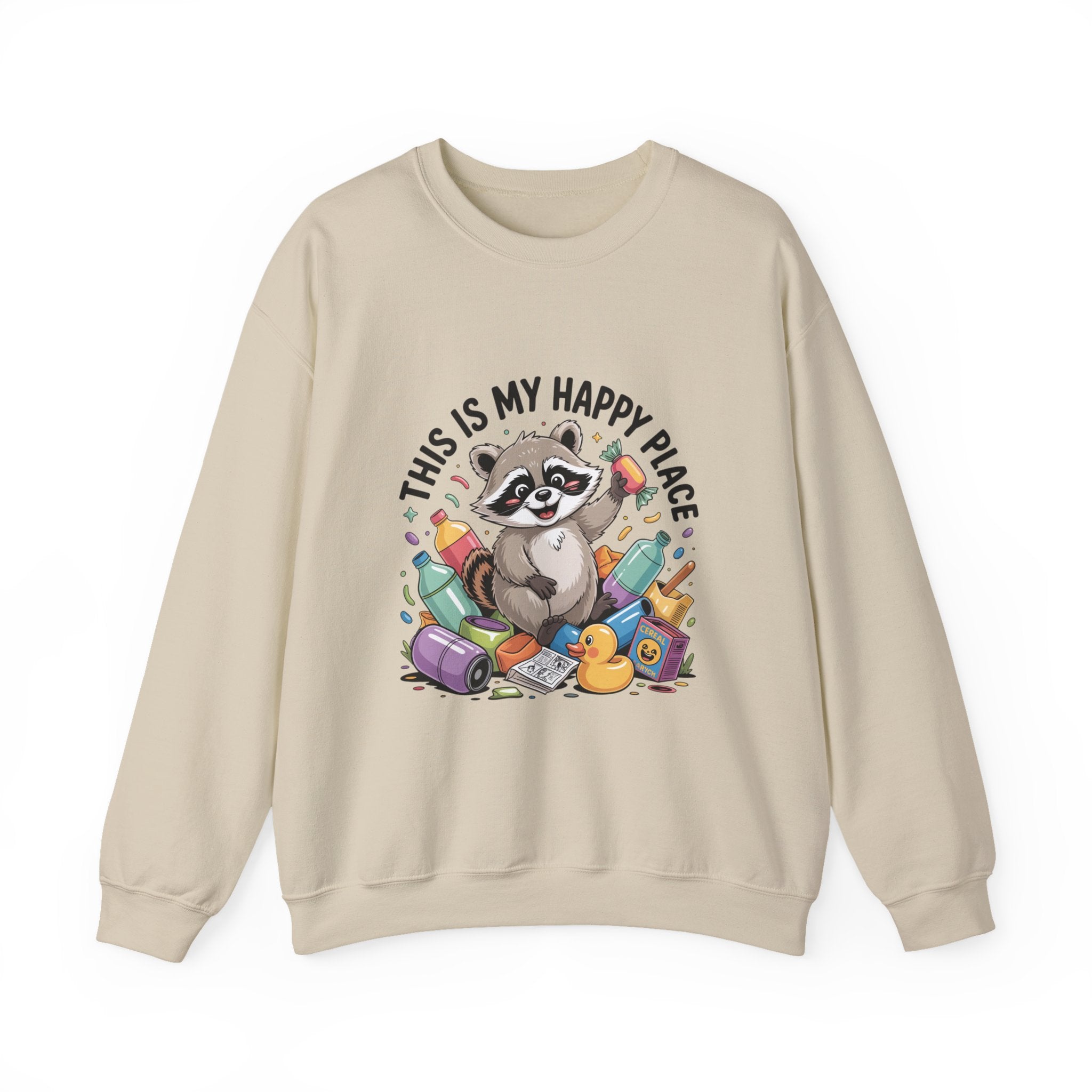This Is My Happy Place Raccoon Sweatshirt | Trash Panda Christmas, Funny Rodent