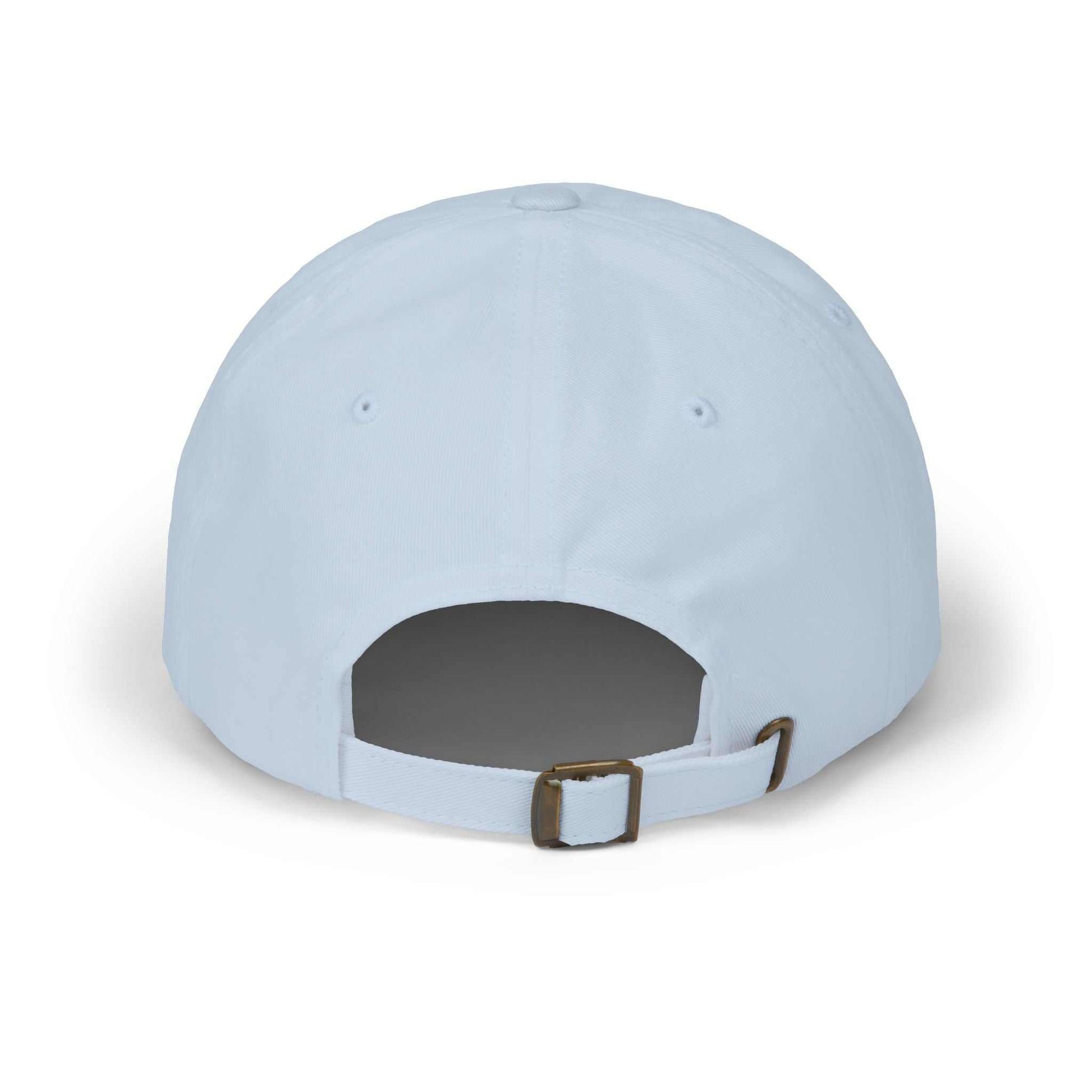Light blue Dad Cap with adjustable strap and paw print design.