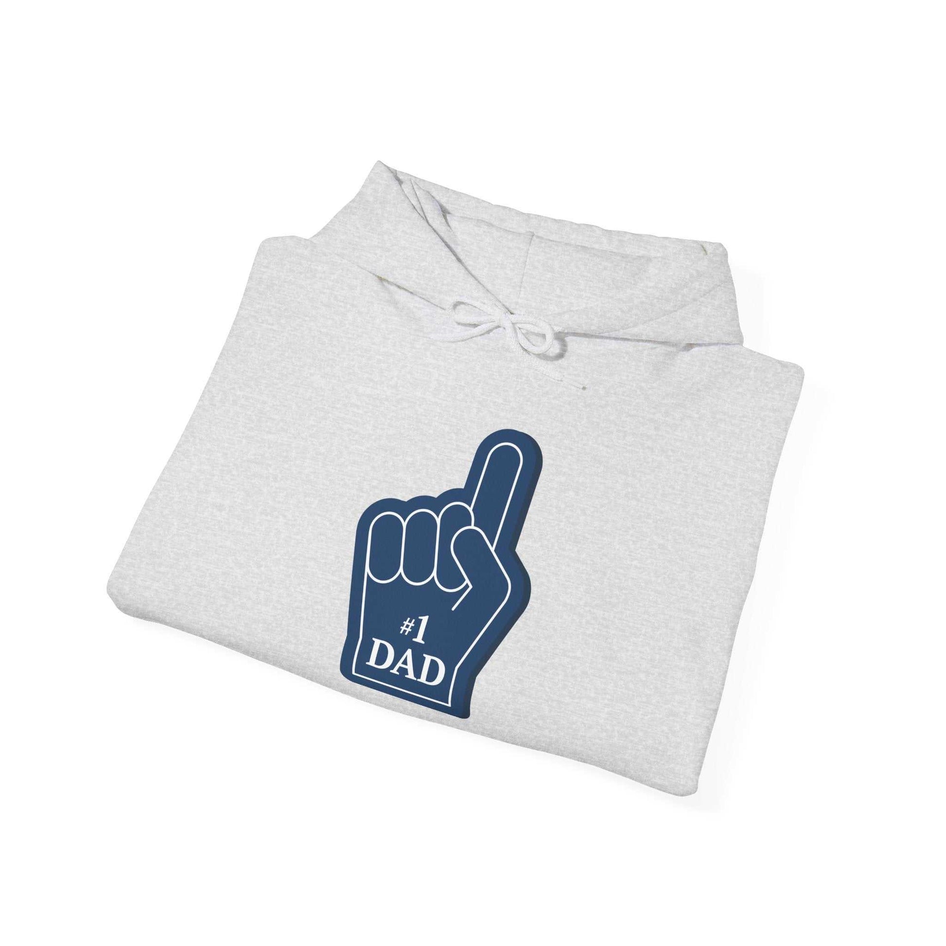 #1 Super Dad Hoodie with playful graphics and kangaroo pouch pocket, perfect for Father's Day or casual wear.