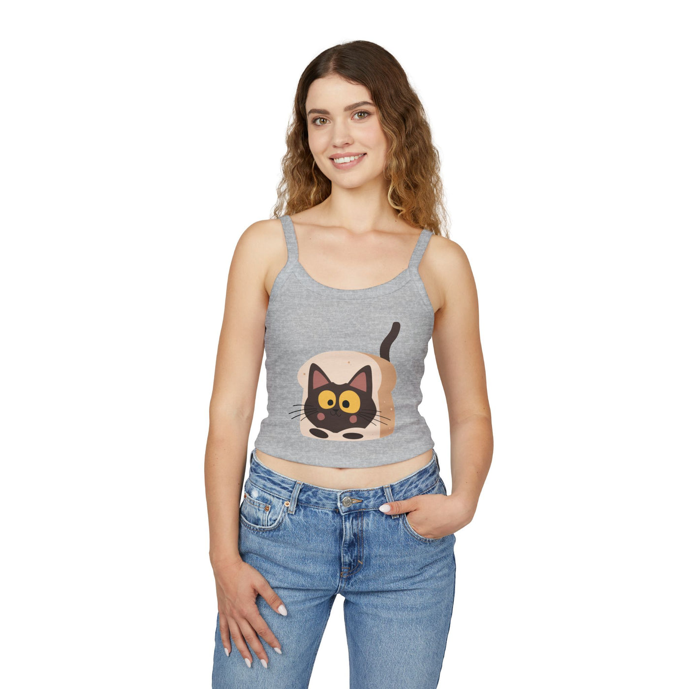 Cute Cat in Bread - Women's Spaghetti Strap Tank Top