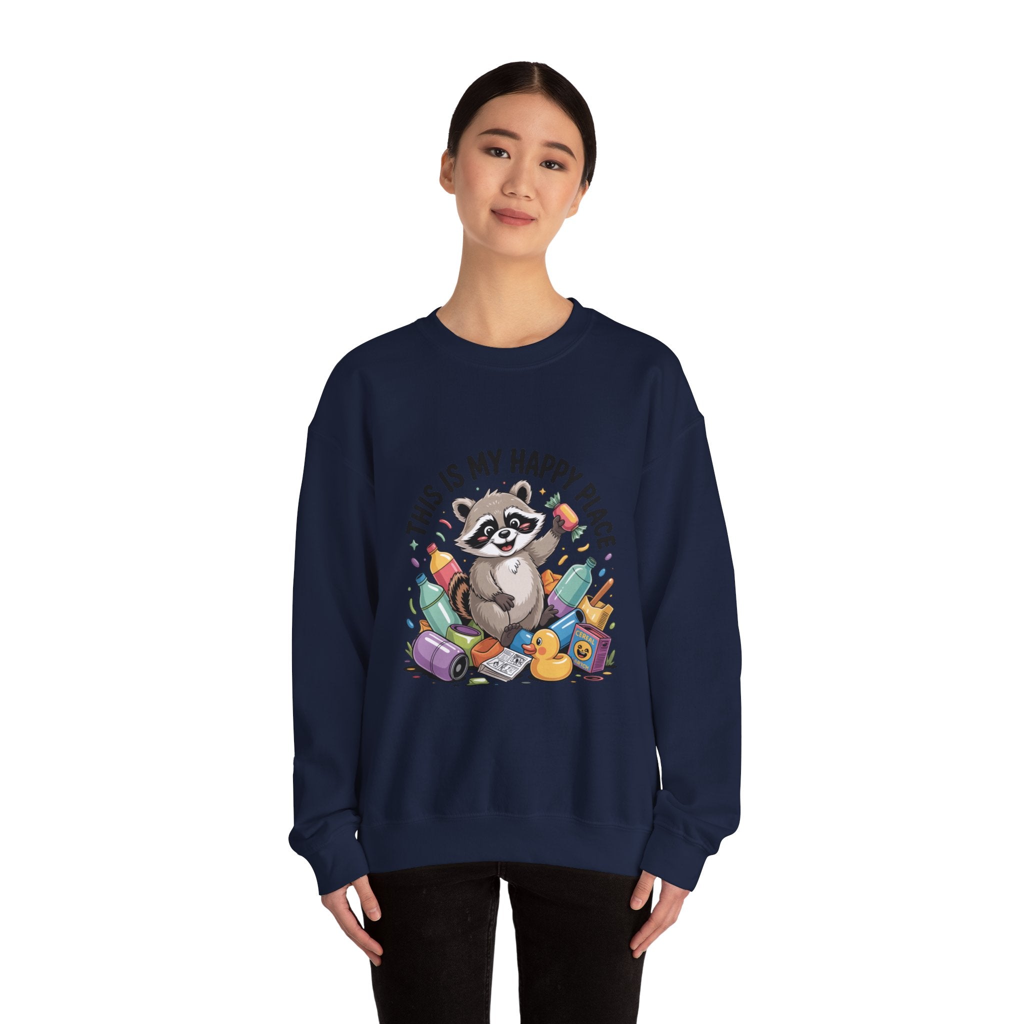 This Is My Happy Place Raccoon Sweatshirt | Trash Panda Christmas, Funny Rodent