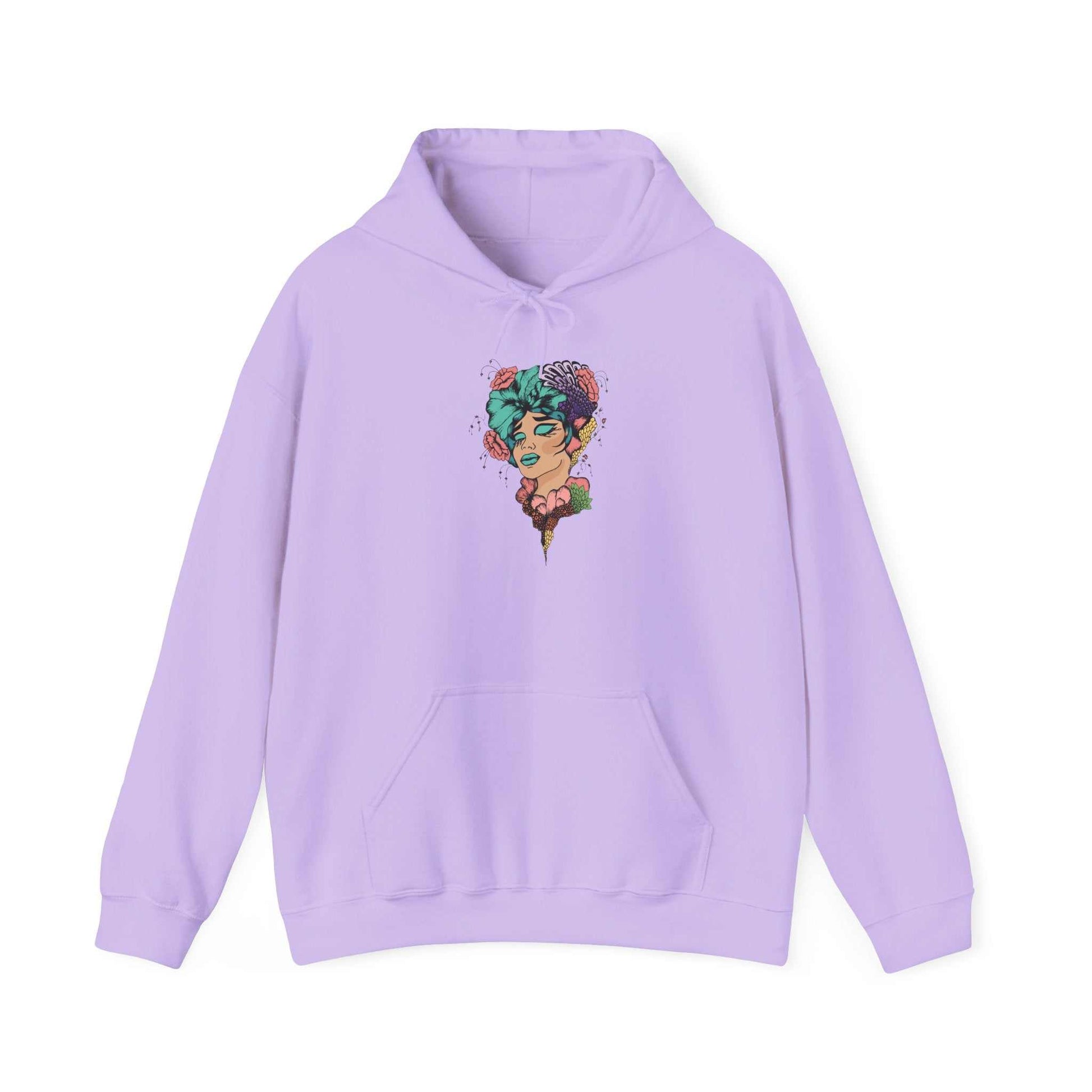 Boho style hooded sweatshirt with colorful design, perfect for cozy comfort and unique fashion.