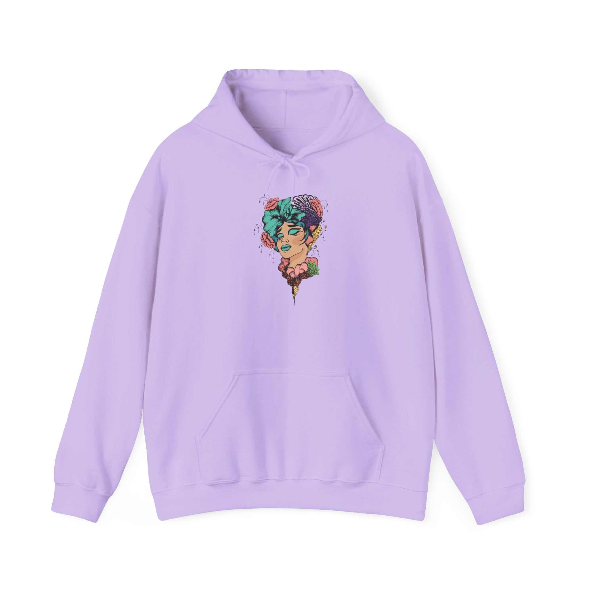 Boho style hooded sweatshirt with colorful design, perfect for cozy comfort and unique fashion.