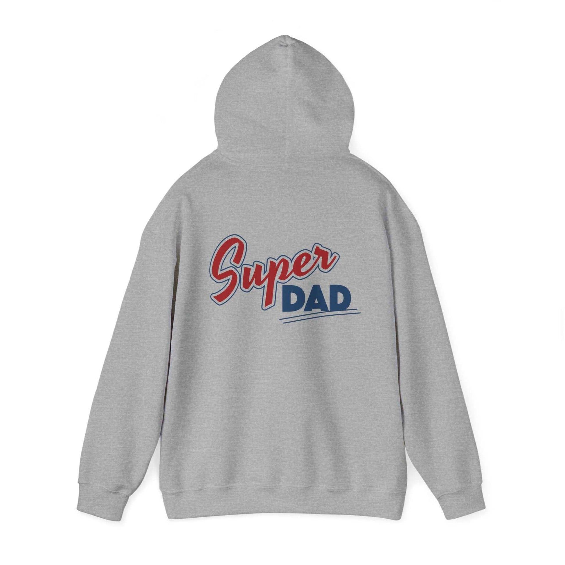 Super Dad Hoodie with playful graphic, perfect for Father's Day; cozy and stylish casual wear.