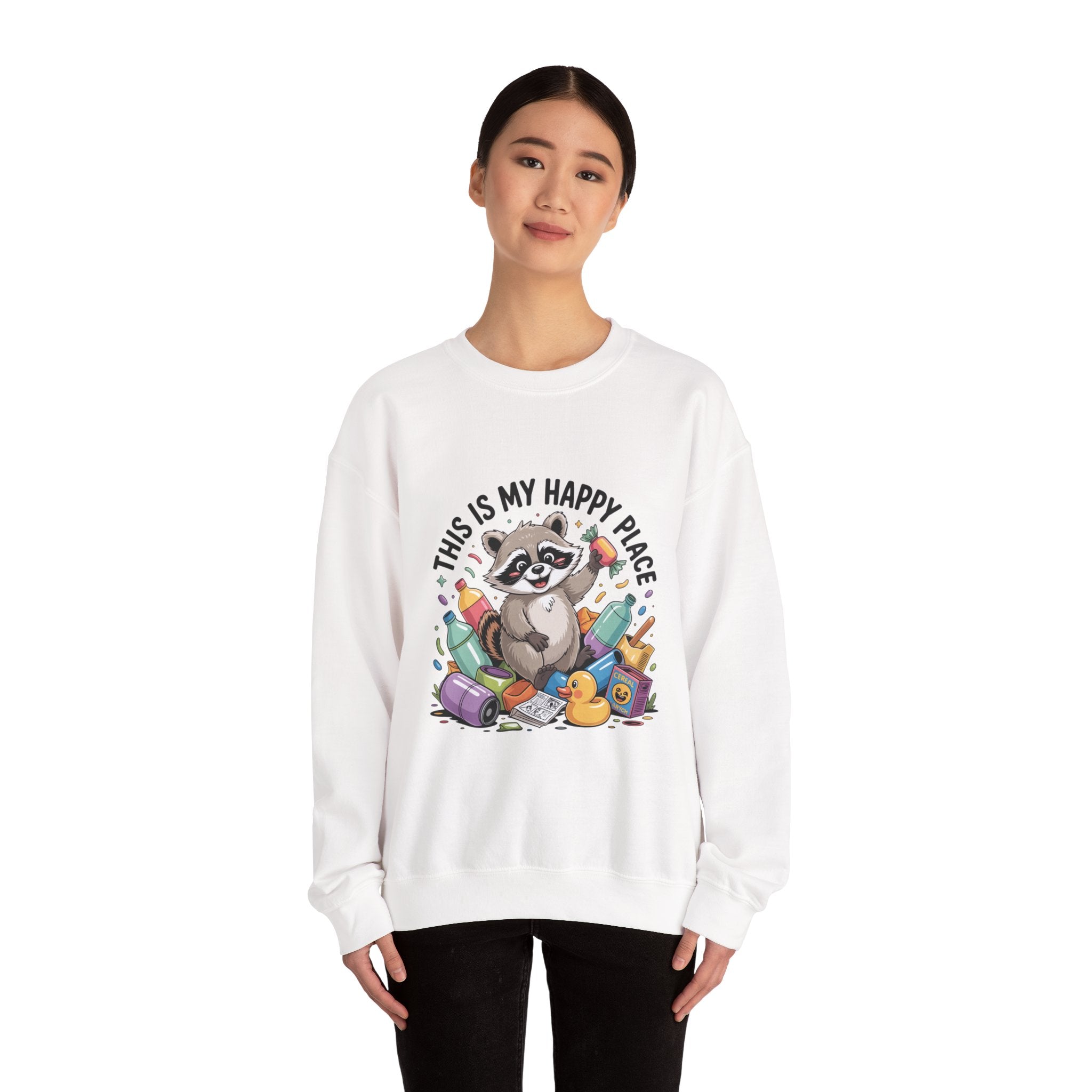 This Is My Happy Place Raccoon Sweatshirt | Trash Panda Christmas, Funny Rodent
