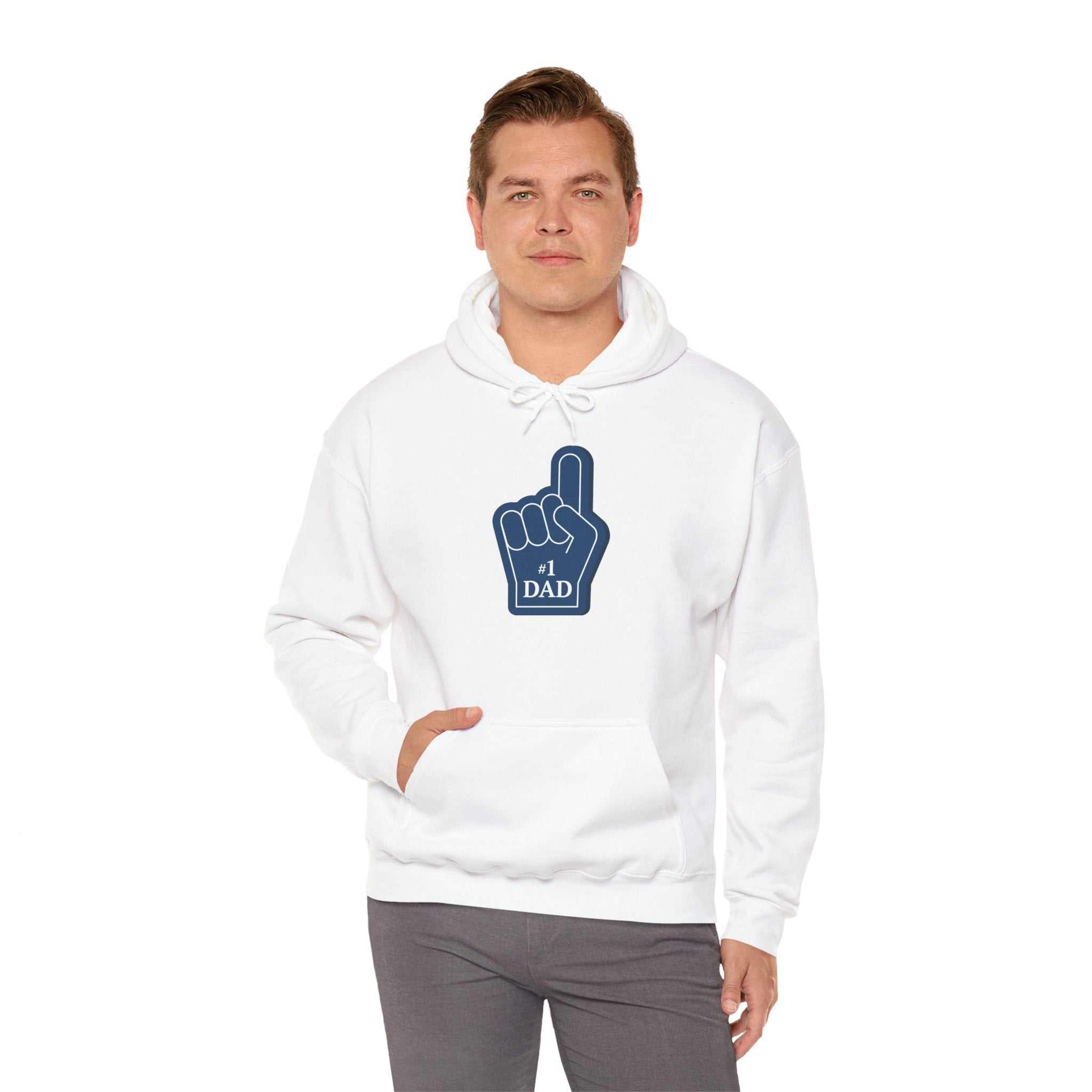 Super Dad Hoodie with "#1 Dad" graphic, cozy and stylish sweatshirt for Father's Day.