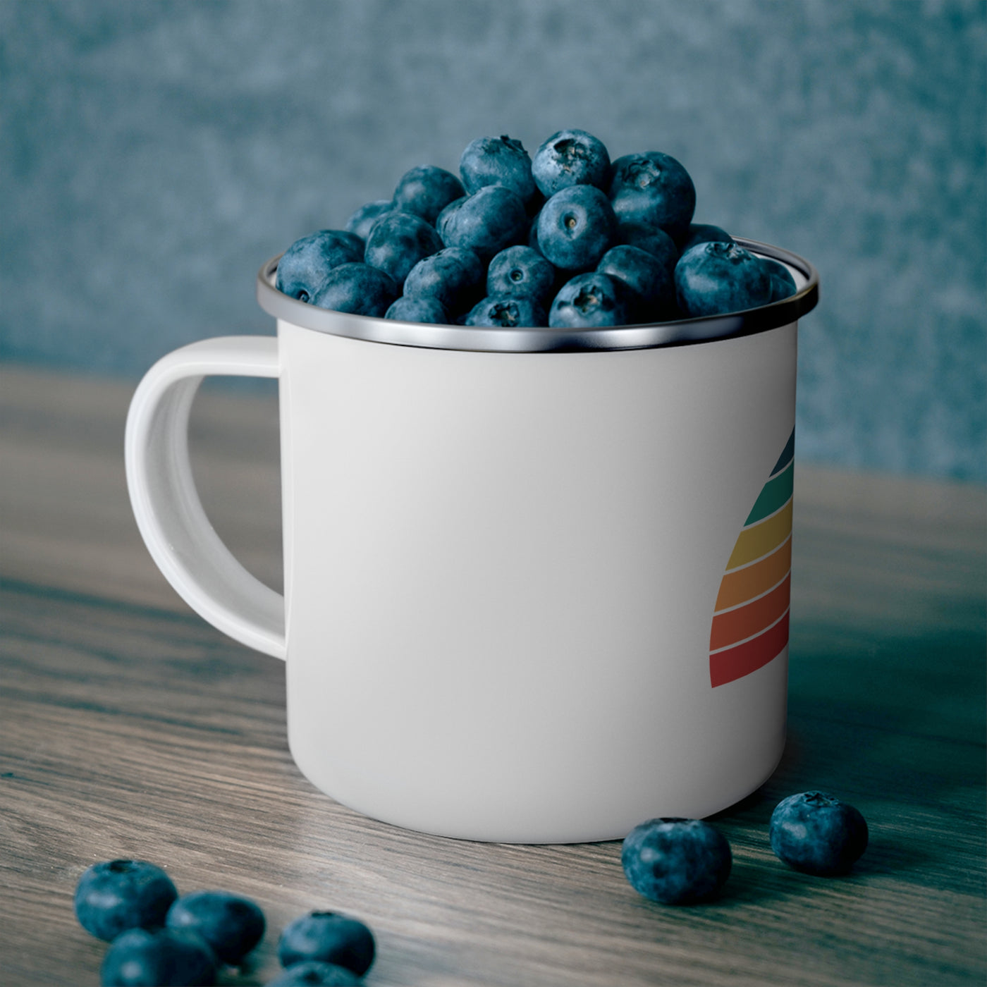 Retro Rainbow Enamel Camping Mug - Outdoor Adventure and Travel Essential