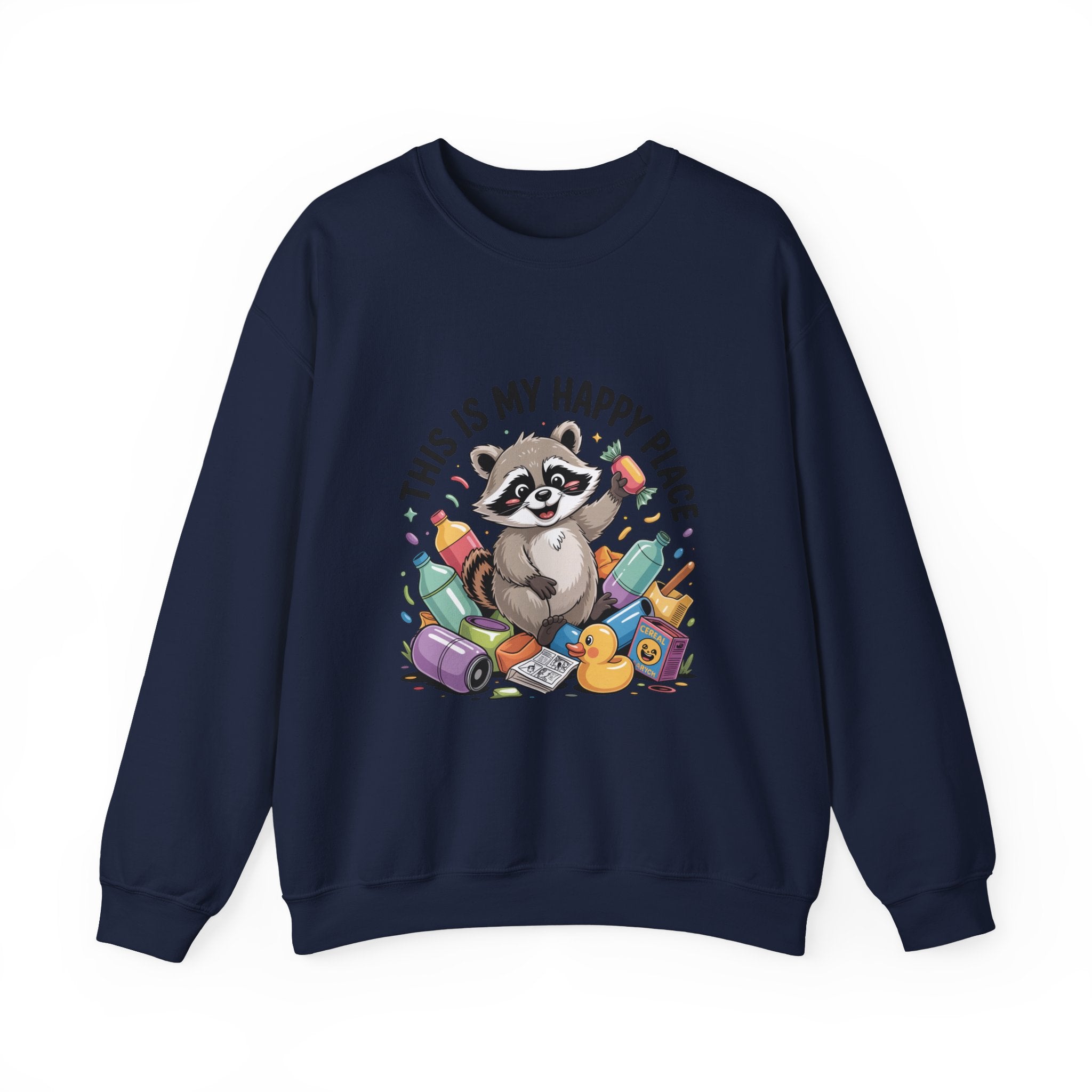 This Is My Happy Place Raccoon Sweatshirt | Trash Panda Christmas, Funny Rodent