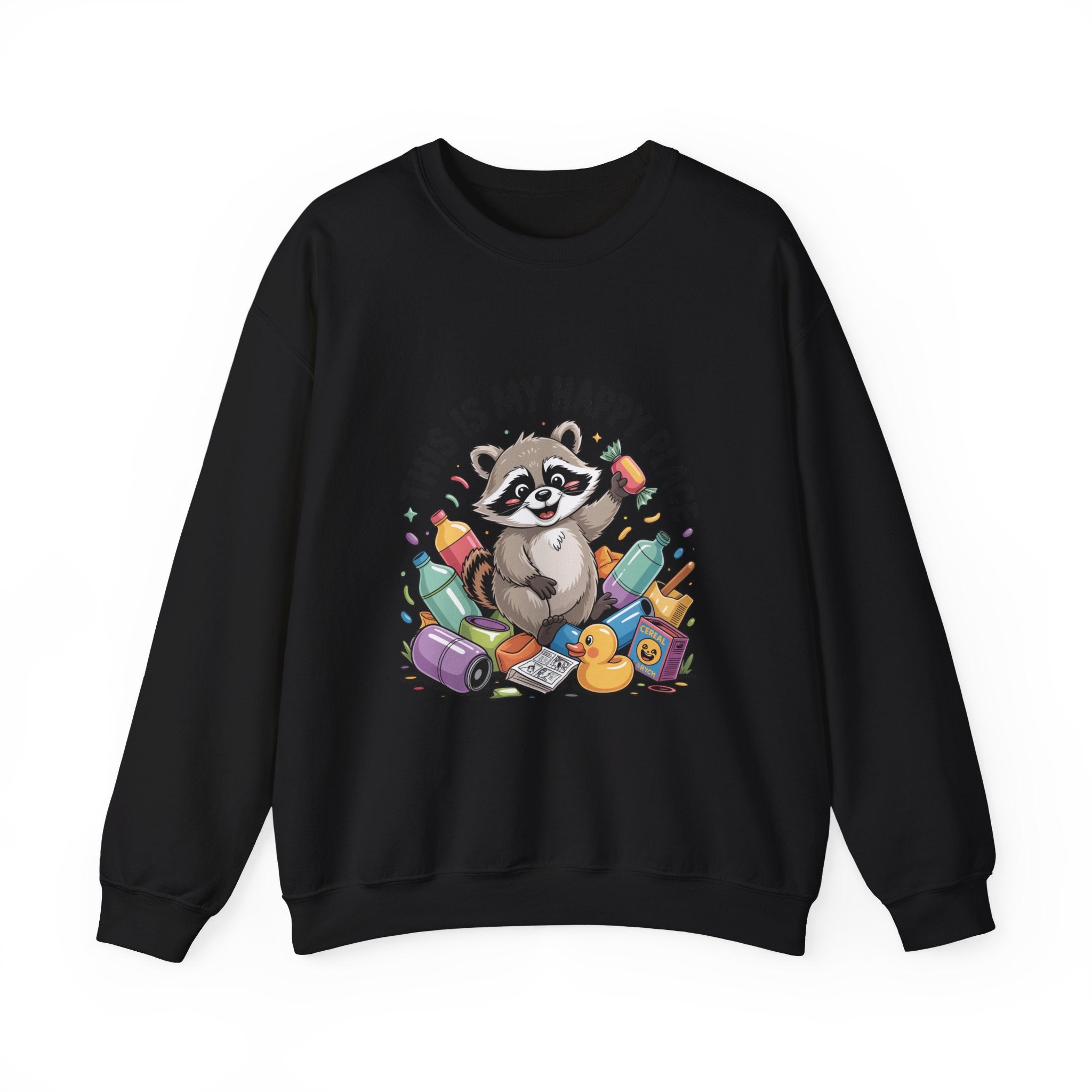 This Is My Happy Place Raccoon Sweatshirt | Trash Panda Christmas, Funny Rodent