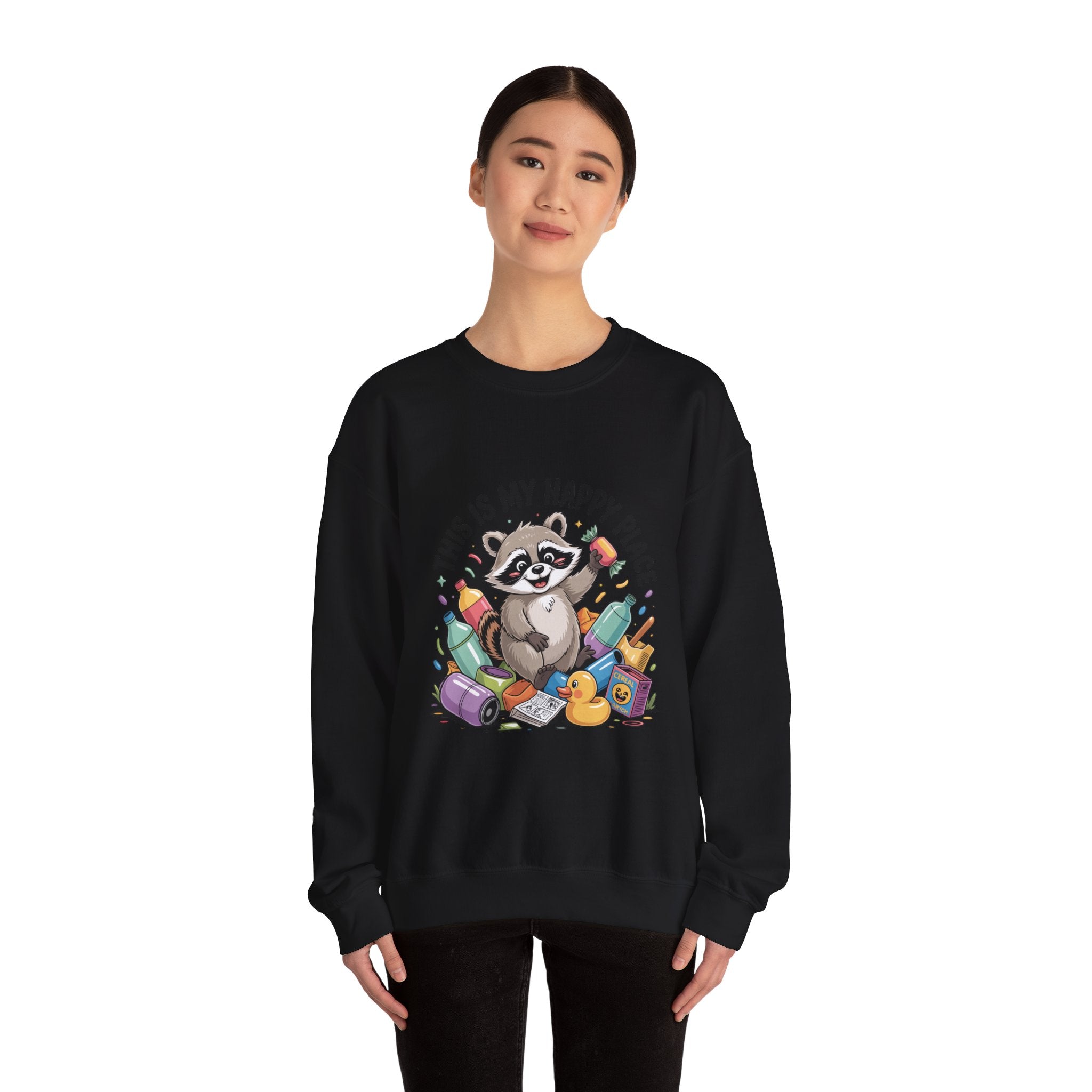 This Is My Happy Place Raccoon Sweatshirt | Trash Panda Christmas, Funny Rodent