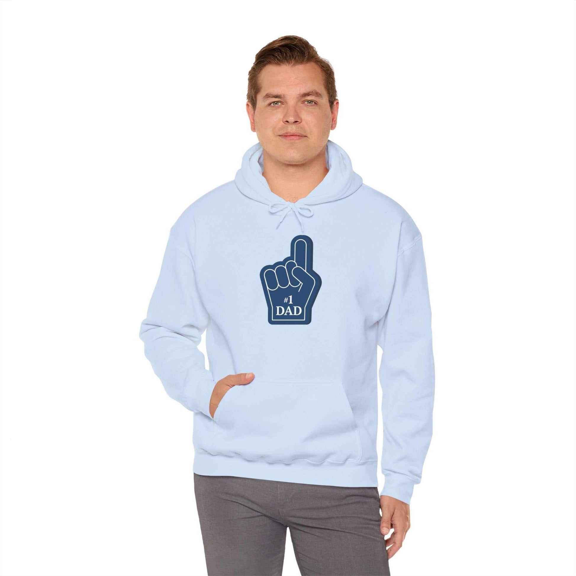 Super Dad Hoodie with "#1 Dad" graphic, perfect for Father's Day and casual wear.