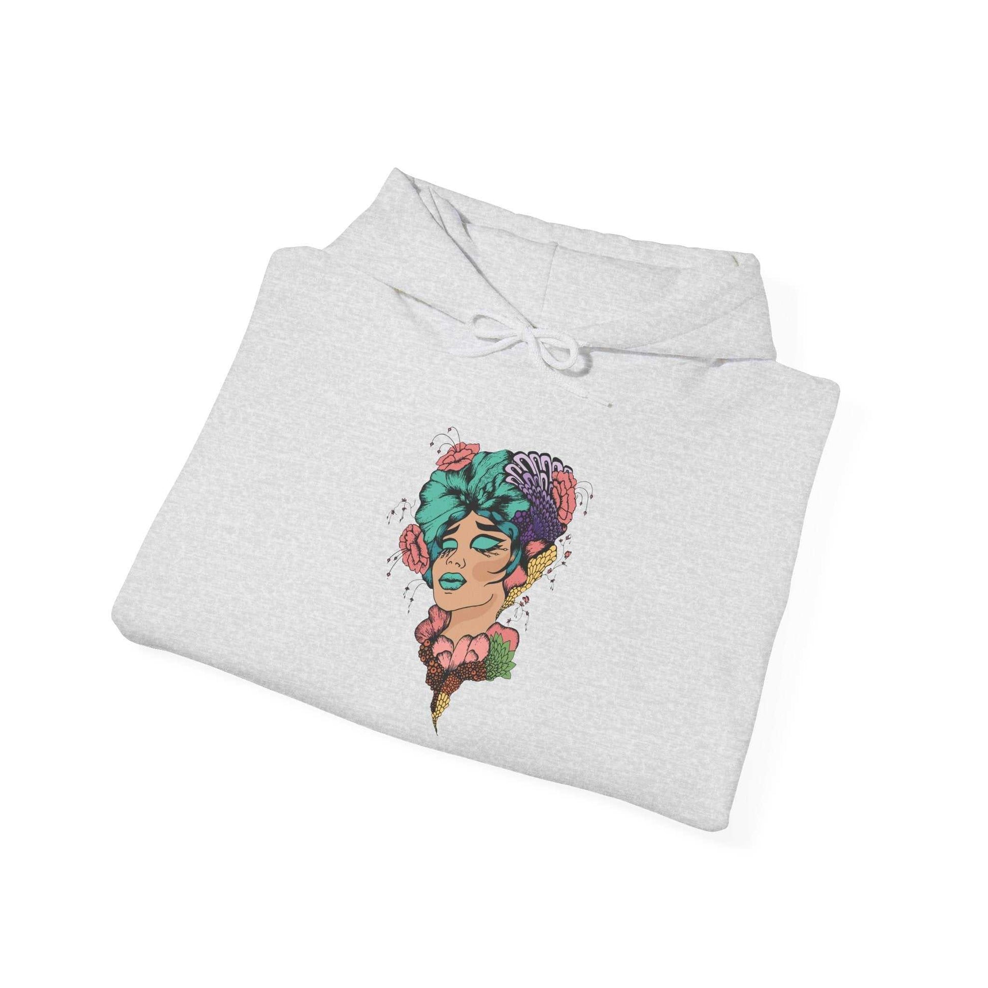 Boho Style hooded sweatshirt with unique design, cozy and warm unisex fashion.