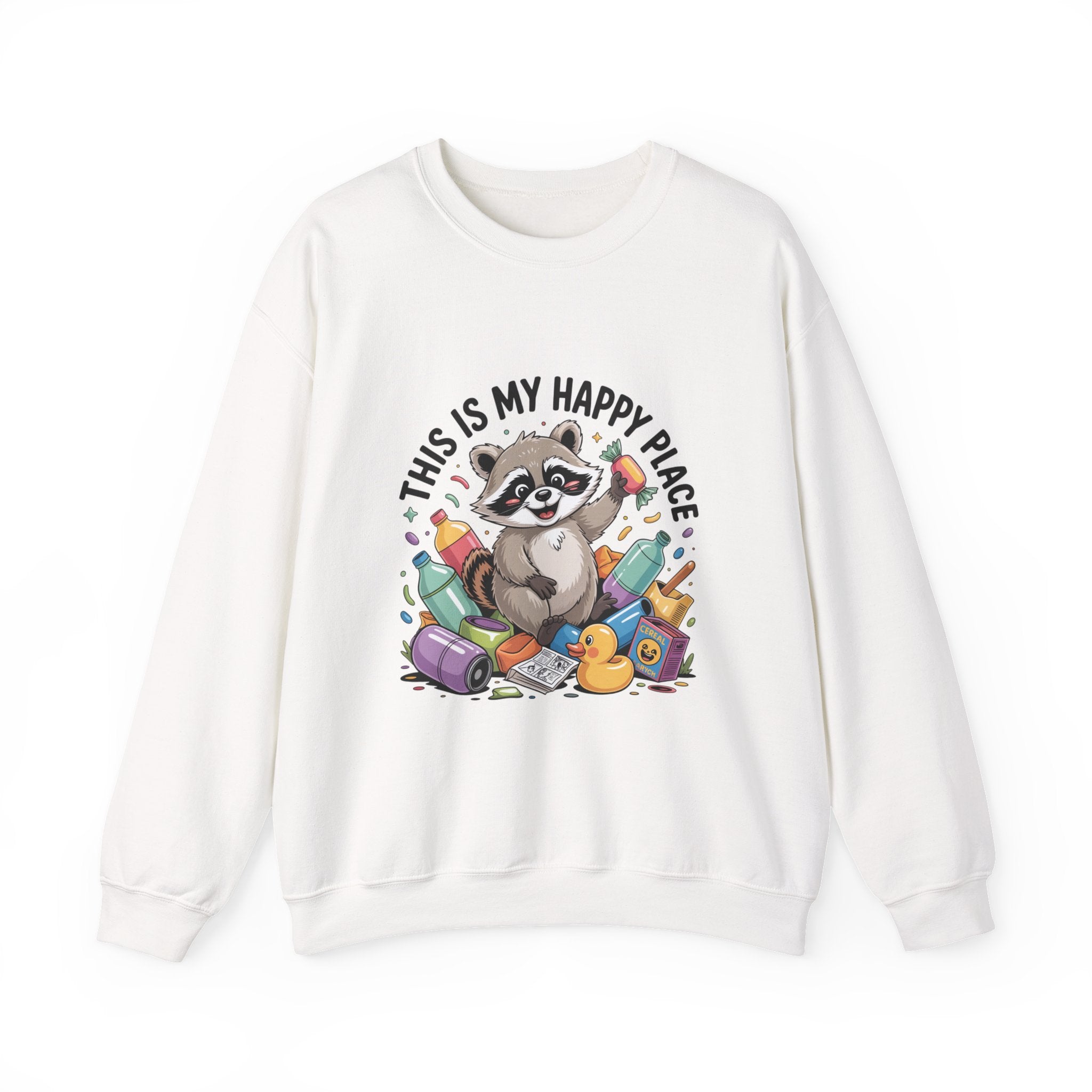 This Is My Happy Place Raccoon Sweatshirt | Trash Panda Christmas, Funny Rodent
