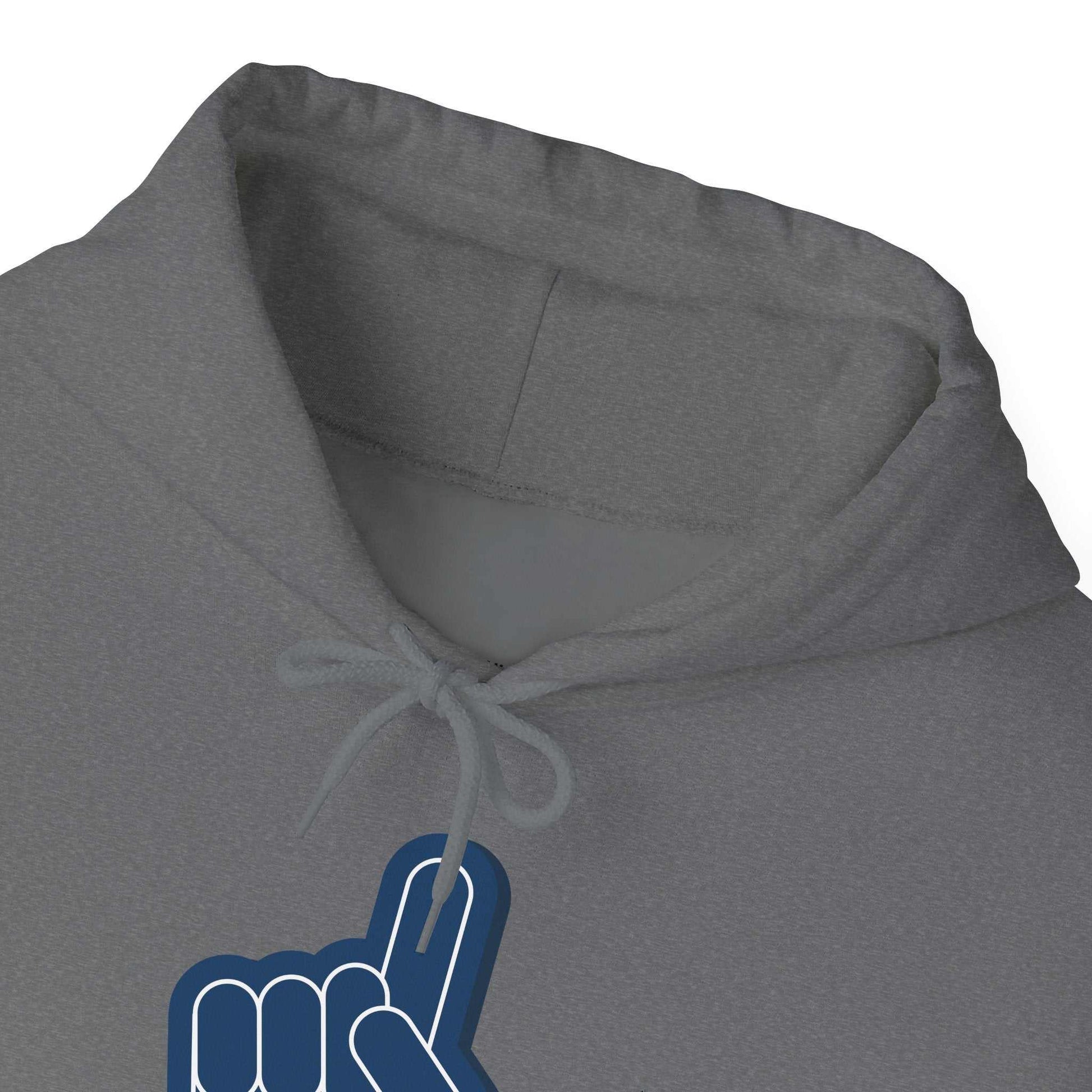 Gray Super Dad Hoodie with adjustable drawstring hood and "#1 Dad" graphic.