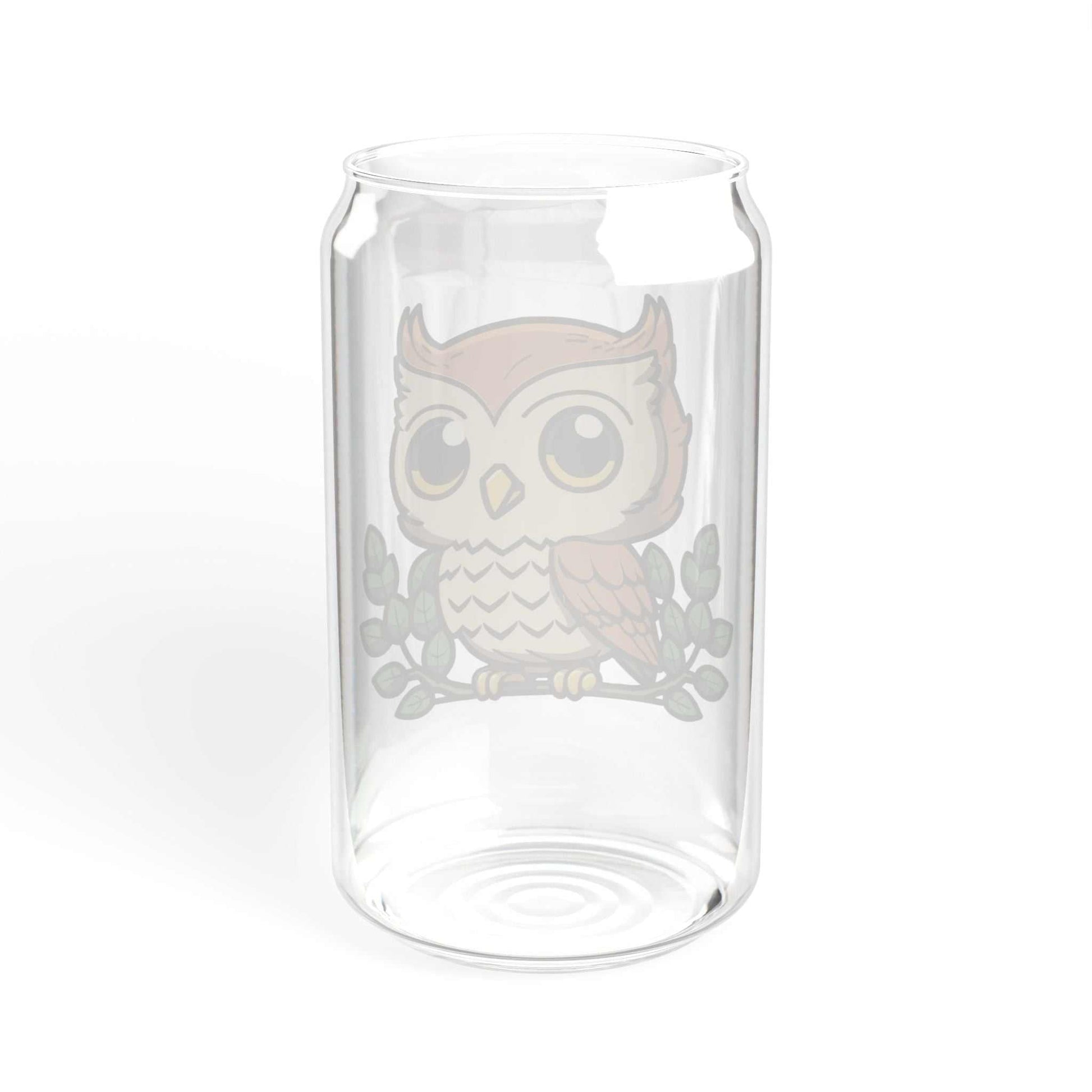 Cute Owl Sipper Glass with vibrant design and durable straw, 16oz capacity.