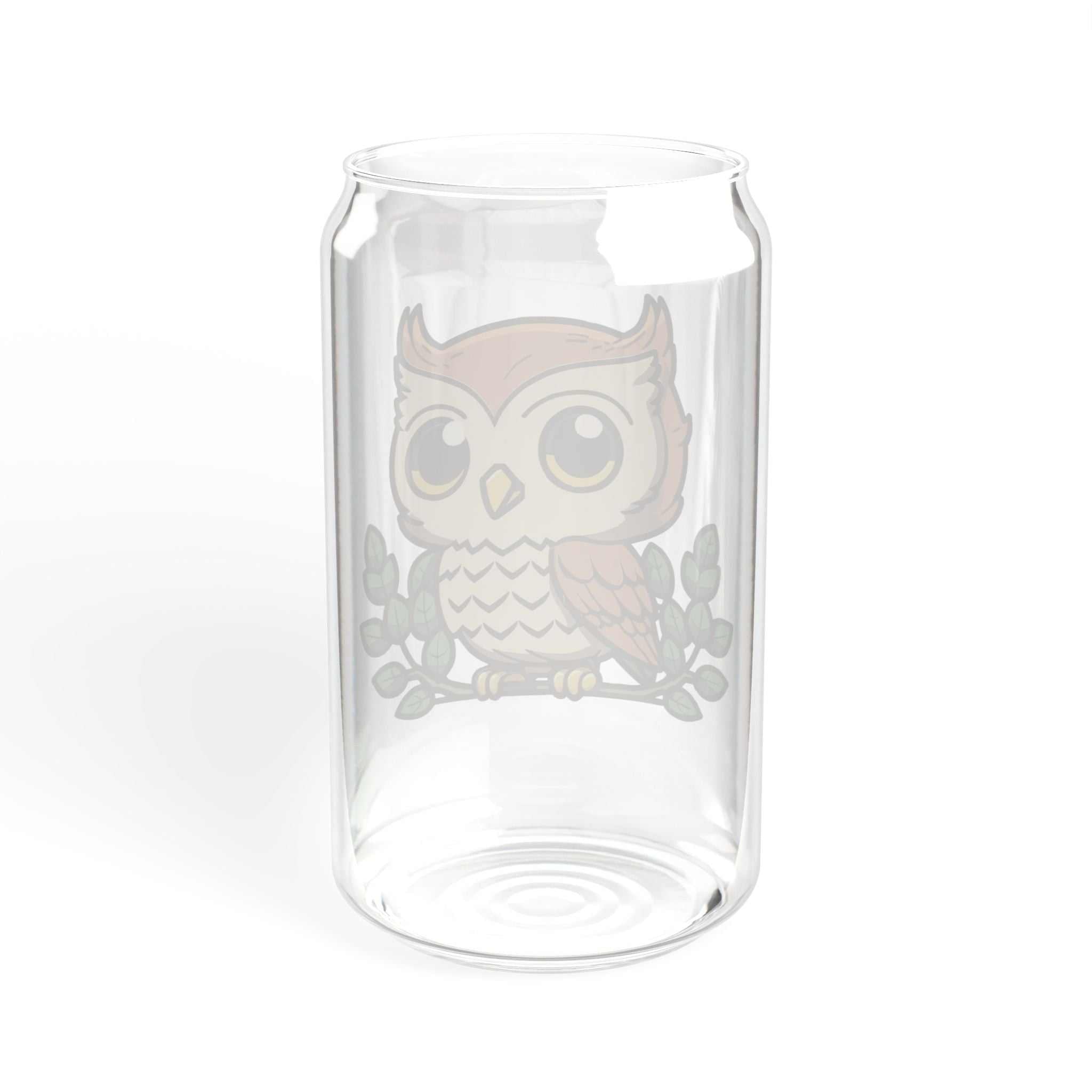 Cute Owl Sipper Glass with vibrant design and durable straw, 16oz capacity.
