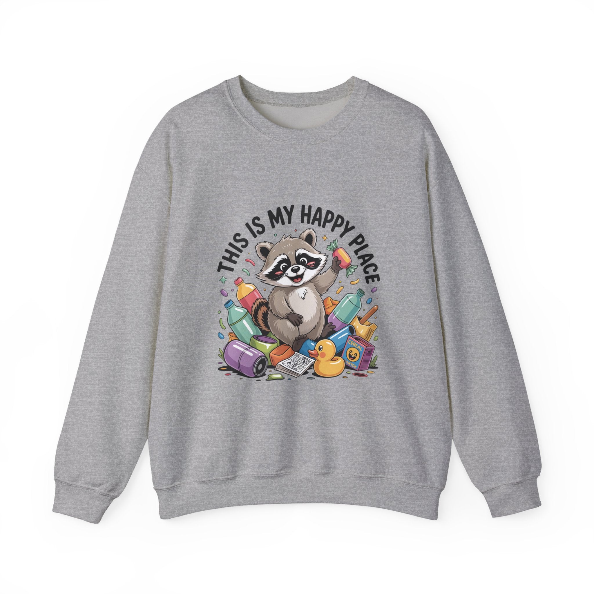 This Is My Happy Place Raccoon Sweatshirt | Trash Panda Christmas, Funny Rodent