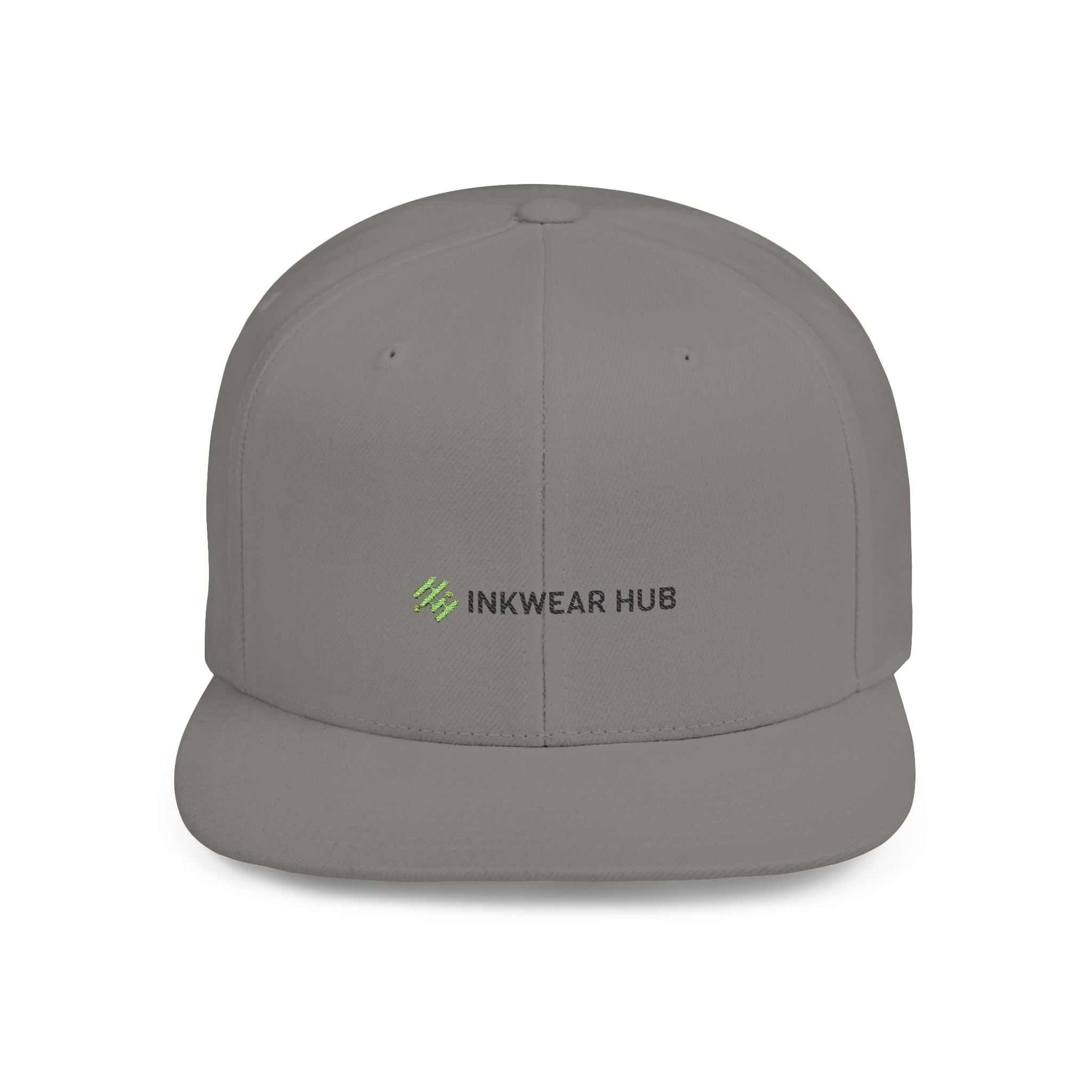 Stylish flat bill snapback cap by Ink Wear Hub, six-panel design, adjustable fit.