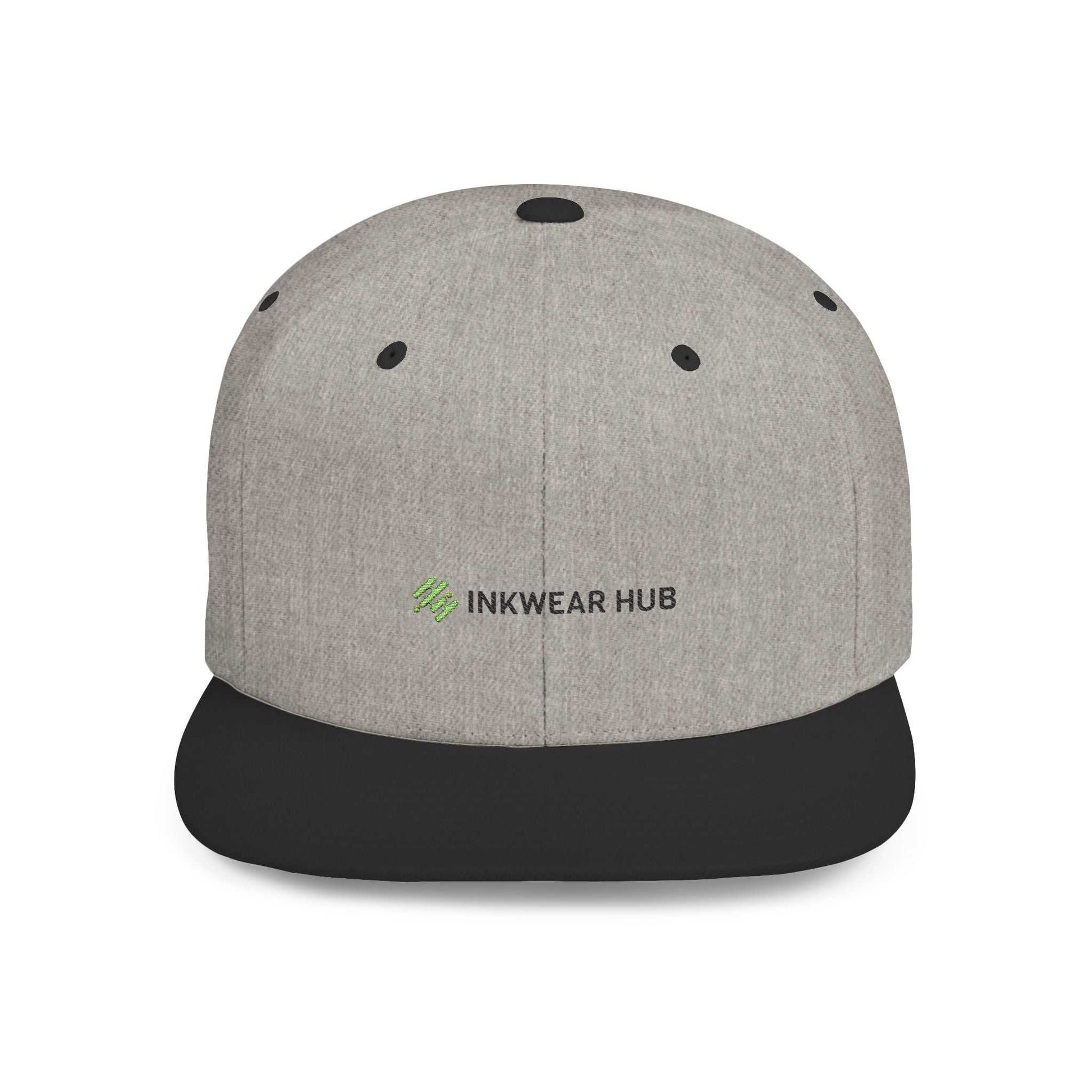 Stylish flat bill snapback cap by Ink Wear Hub with modern design and adjustable snap closure.