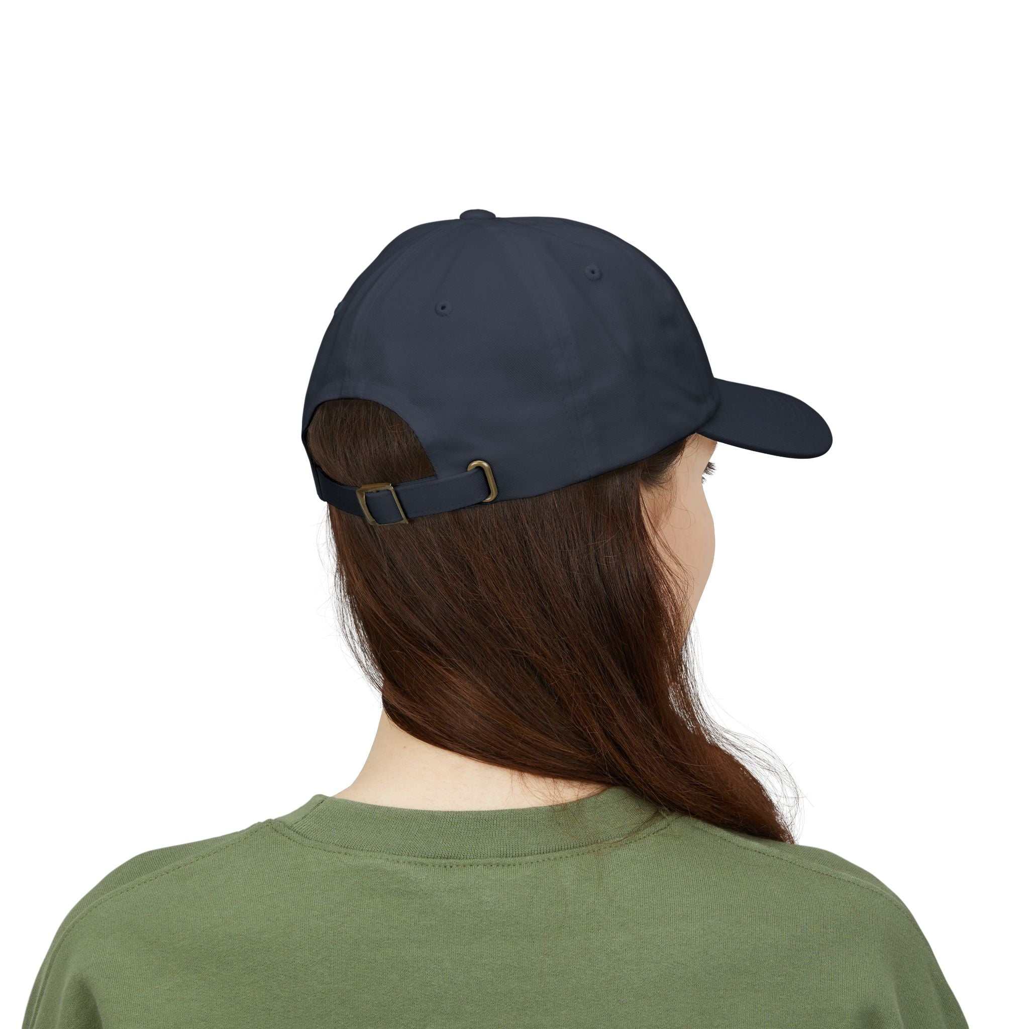 Maple Leaf Dad Cap in navy blue with adjustable strap, side view