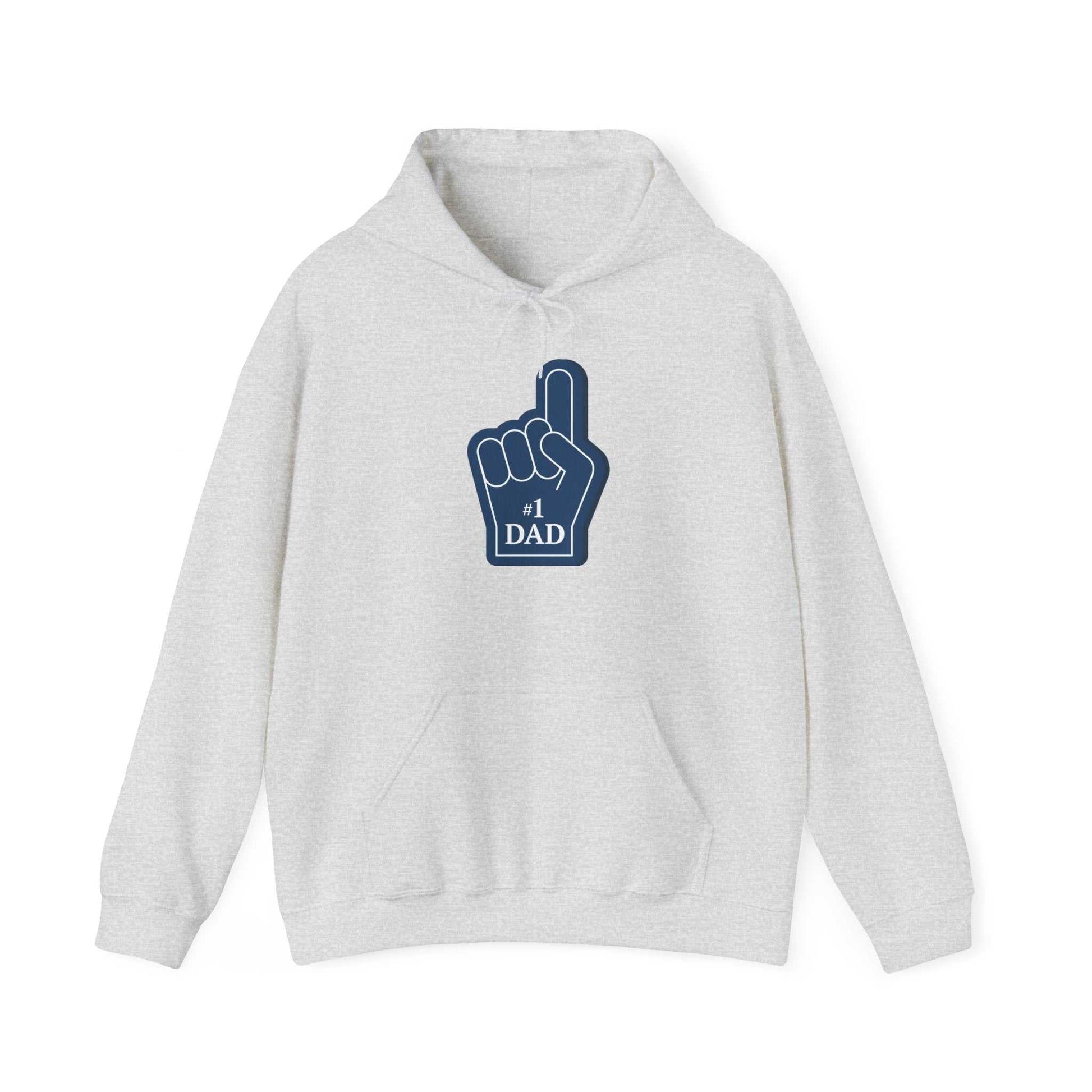 #1 Super Dad Hoodie with finger graphic, cozy sweatshirt for Father's Day.